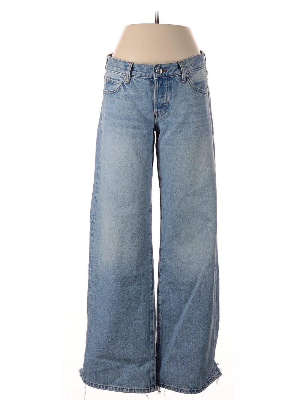 Frame X Amelia Gray The Gray Low-Rise Jeans in Dodger Offset Hem
